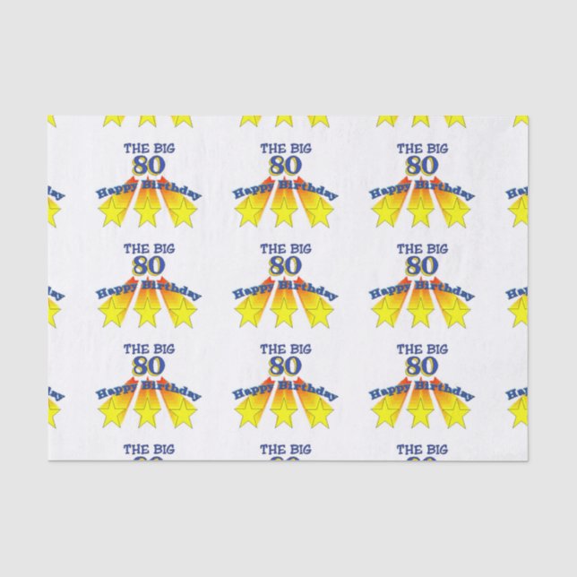 Papel De Seda Feliz aniversário de 80 anos (Frente )