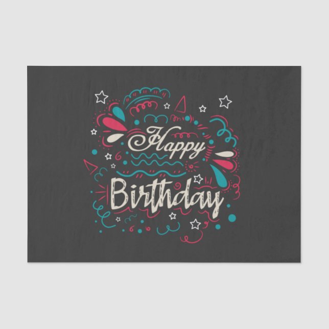 Papel De Seda feliz aniversário decorativo (Frente )
