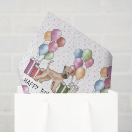 Papel De Seda Feliz Aniversário do Terrier Pastel Feliz De Rodas