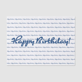 Papel De Seda Feliz aniversário! Padrão de repetição azul