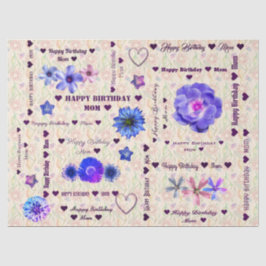 Papel De Seda Feliz Aniversário Personalizável Mãe Floral Chic