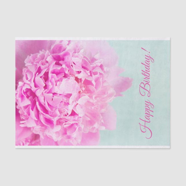 Papel De Seda Feliz Aniversário Pink Peony Pastel (Frente )