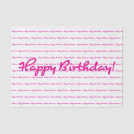 Papel De Seda Feliz aniversário! Repetição de Script Casual Rosa