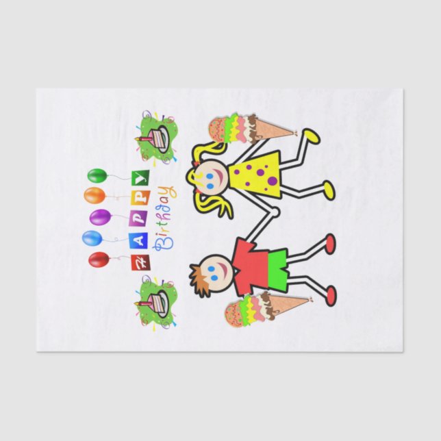 Papel De Seda Feliz Aniversário - Sorvete dos Tecidos (Frente )