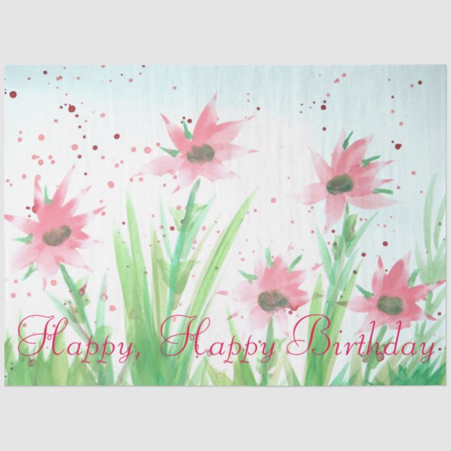 Papel De Seda Feliz Aniversário Tecido (Frente )