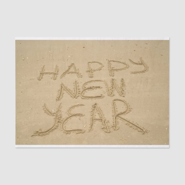 Papel De Seda Feliz ano novo na areia (Frente )