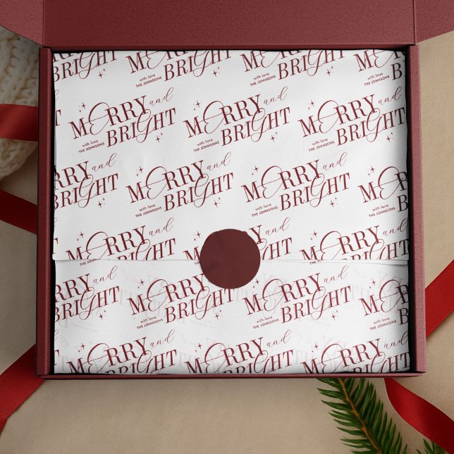 Papel De Seda Feliz & Bright Elegante Nome Personalizado Natal (Criador carregado)