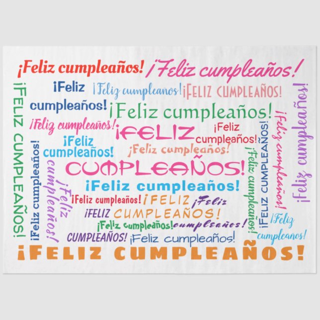 Papel De Seda Feliz Cumpleaños Espanhol Feliz Aniversário Cloud (Frente )