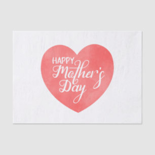 Papel De Seda Feliz dia de as mães no coração cor-de-rosa, coraç