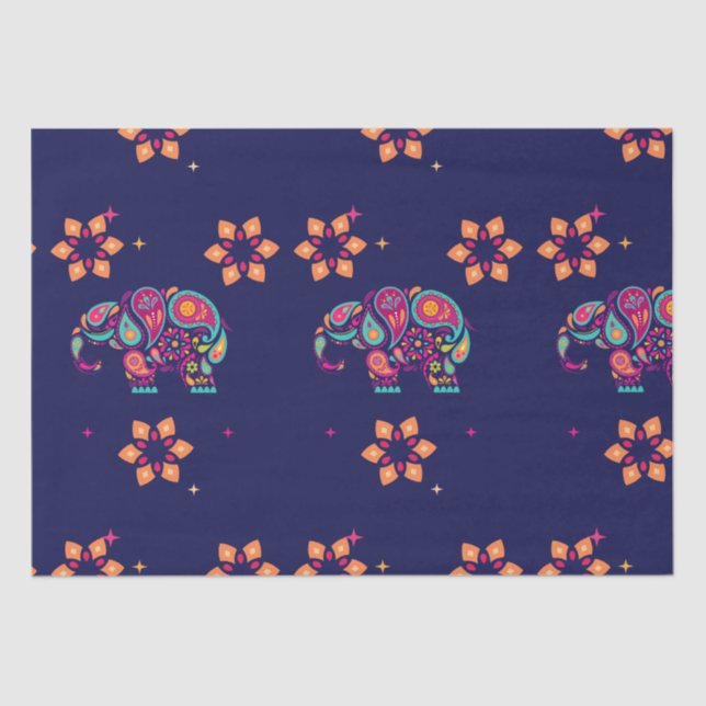 PAPEL DE SEDA FELIZ DIWALI INDIA INDIAN ELEPHANT MANDALA (Frente )