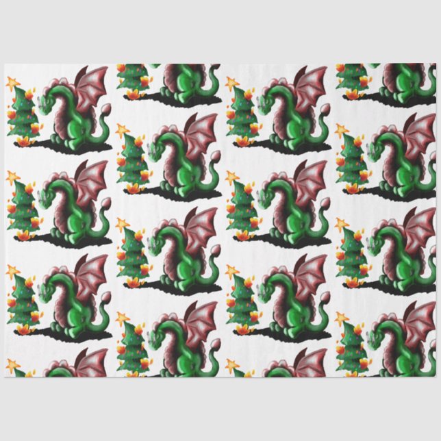Papel De Seda Feliz Dragão de Natal (Frente )
