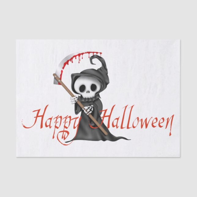 Papel De Seda Feliz Halloween Bonito, Assustador, Malvado Ceifad (Frente )
