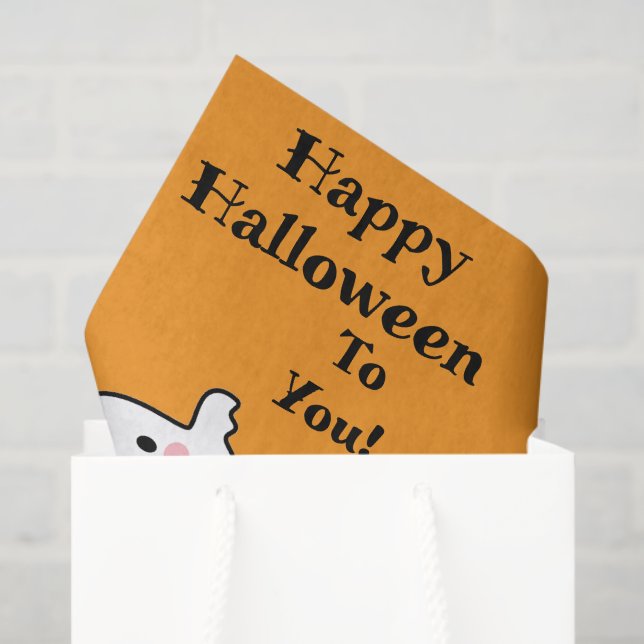 Papel De Seda Feliz Halloween Ghost Bat Orange Gift (Sacola de presentes)