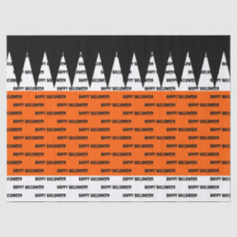 Papel De Seda Feliz Halloween Laranja Preto Personalizado