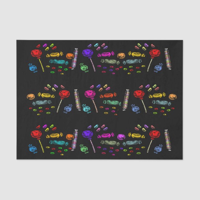 Papel De Seda Feliz Halloween Lollipops e Candy Patterno, ZSSG (Frente )