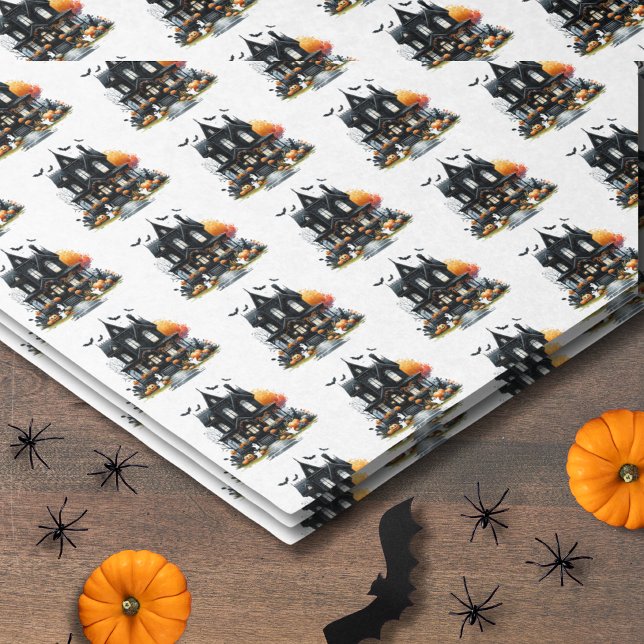 Papel De Seda Feliz Halloween Padrão Assustador (Happy Halloween Spooky Pattern Tissue Paper)