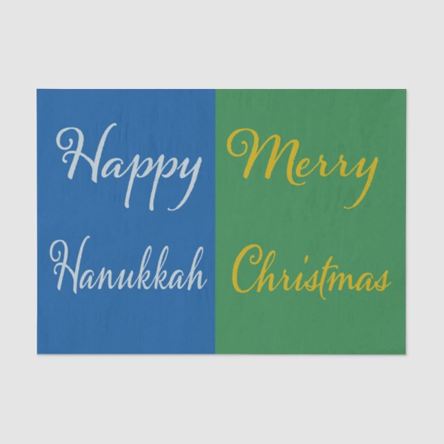 Papel De Seda Feliz Hanukkah Feliz Natal Feriado Duplo  (Frente )