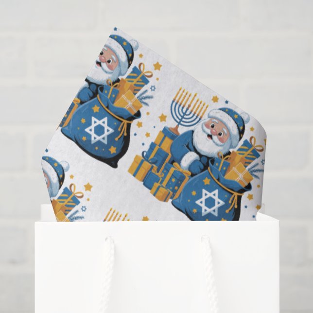 Papel De Seda Feliz Hanukkah Papai Noel  (Sacola de presentes)
