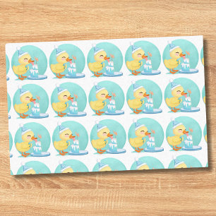 Papel De Seda Feliz Meio Aniversário Bebê Pato com Bolo de Festa