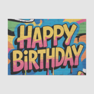 Papel De Seda Feliz Muro de Grafite de aniversário com tênis