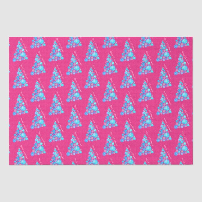 Papel De Seda Feliz Natal Abstrato Roxo Grande Árvore (Frente )