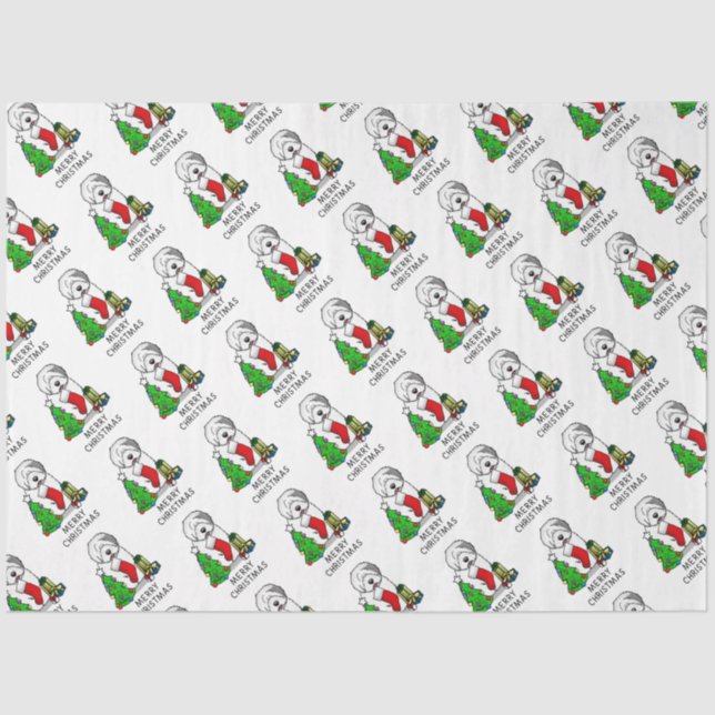 Papel De Seda Feliz Natal Árvore 2 Antiga Cinza de Ovino Inglês  (Frente )