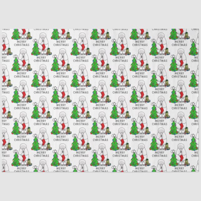 Papel De Seda Feliz Natal Árvore 2 Poodle (branco) (Frente )