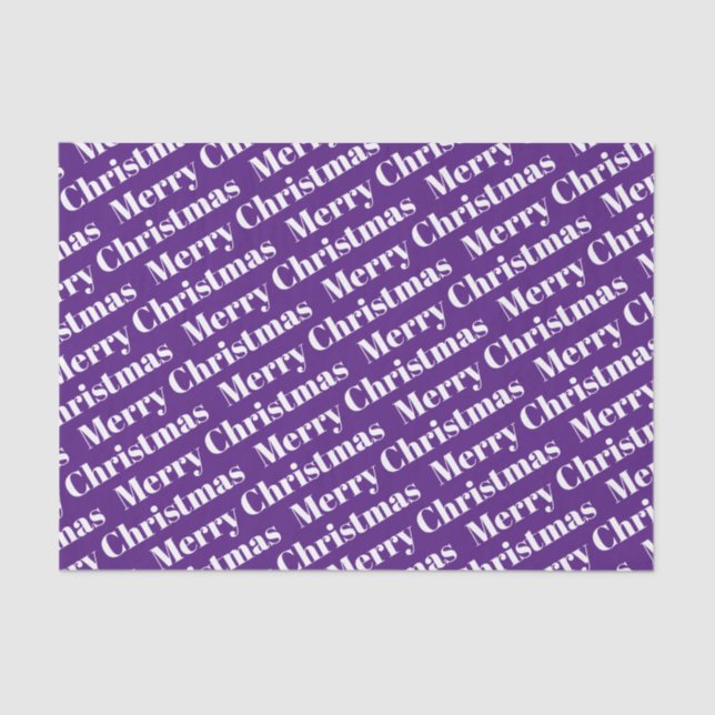 Papel De Seda Feliz Natal branco no feriado roxo (Frente )