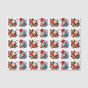 Papel De Seda Feliz Natal Cacau Quente e Biscoitos