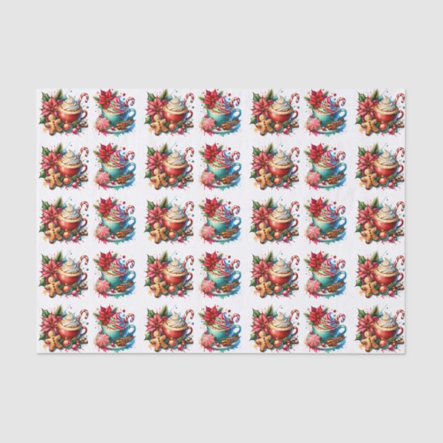 Papel De Seda Feliz Natal Cacau Quente e Biscoitos (Frente )