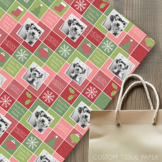 Papel De Seda Feliz Natal com 2 Fotos e Saudação Personalizada