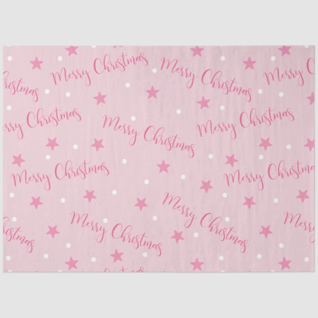 Papel De Seda Feliz Natal Estrelas Rosa Natal (Frente )