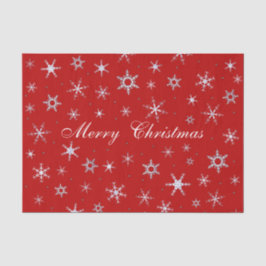 Papel De Seda Feliz Natal Flocos de Neve Vermelha