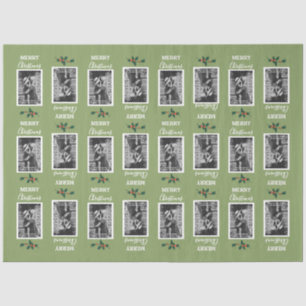 Papel De Seda Feliz Natal Foto Festiva Personalizada - Verde