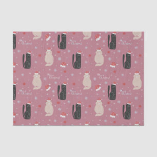 Papel De Seda Feliz Natal Gatinhos Fofos Rosa, Azul, Verde 