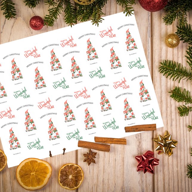 Papel De Seda Feliz Natal Gnomos Árvore Maravilhoso Ano (Criador carregado)