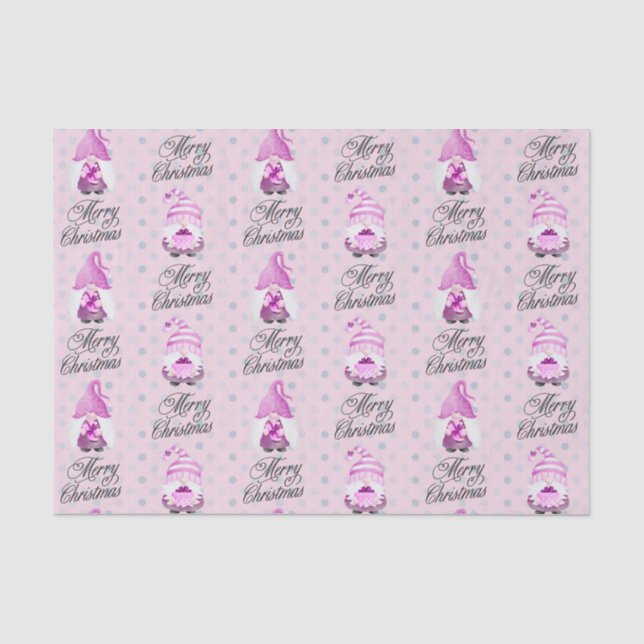 Papel De Seda Feliz Natal Gnomos E Tecidos (Frente )
