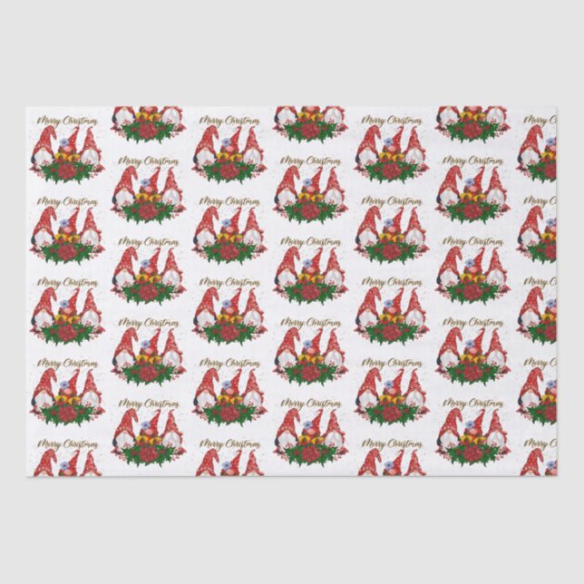 Papel De Seda Feliz Natal Gnomos Trendy Adorable Holiday (Frente )