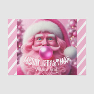 Papel De Seda Feliz Natal Goma de Bolha Rosa   Nome de Fam Perso