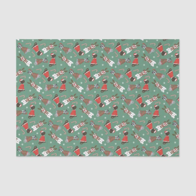 Papel De Seda Feliz Natal - Grande Dane Dogs (Frente )