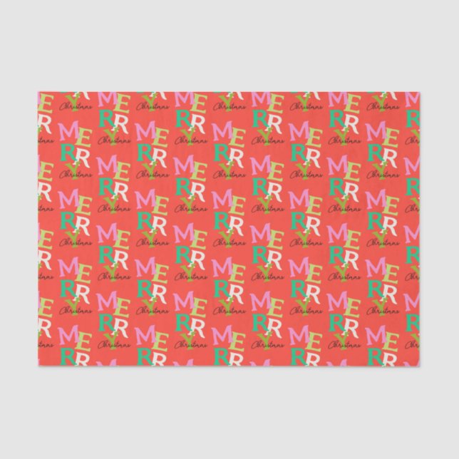 Papel De Seda Feliz Natal Moderno Brilhante Feriado (Frente )