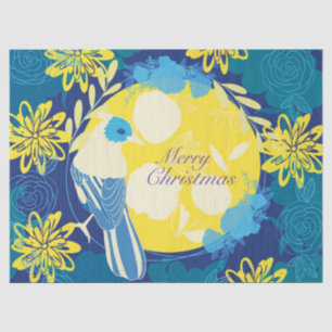 Papel De Seda feliz natal, natal,pássaro,flores, natureza