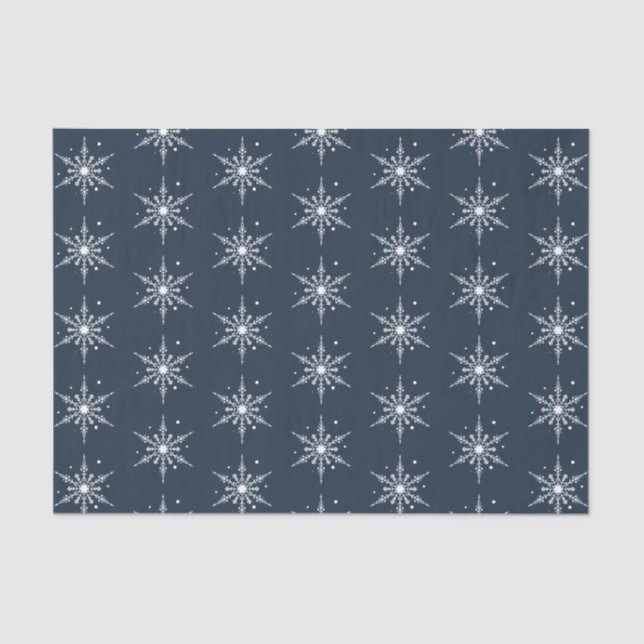 Papel De Seda Feliz Natal Neve Moderna Feriado Azul Escuro (Frente )