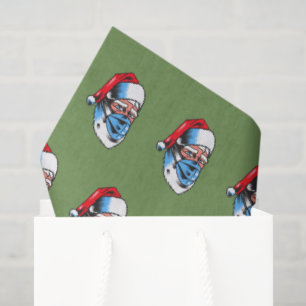 Papel De Seda Feliz Natal Papai Noel Rosto Máscara