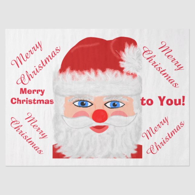 Papel De Seda Feliz Natal Papai Noel Saudação (Frente )
