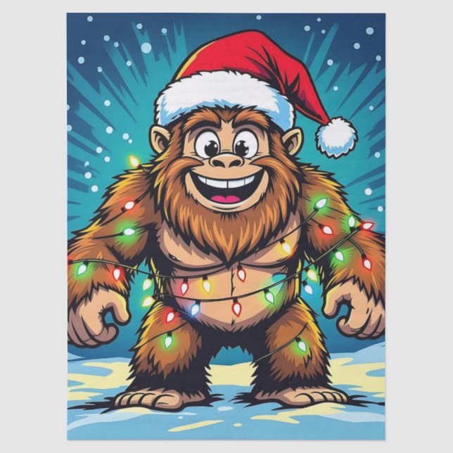 Papel De Seda Feliz Natal Pé Grande Sasquatch (Frente )