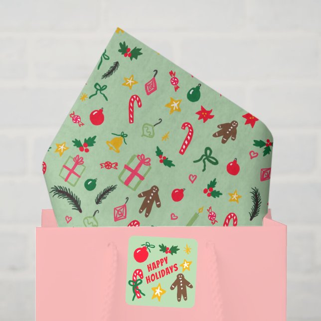 Papel De Seda Feliz Natal - Portalhão Espantoso (Merry Christmas Cute Doodle Whimsical Pattern Tissue Paper
)