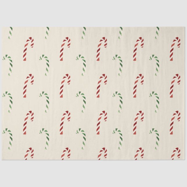 Papel De Seda Feliz Natal, Red e Green Candy Canes (Frente )
