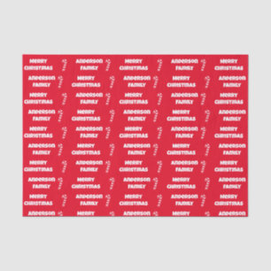 Papel De Seda Feliz Natal Red e White Name e Candy Canes