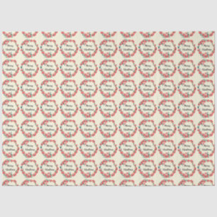 Papel De Seda Feliz Natal Red Floral Watercolor Wreath